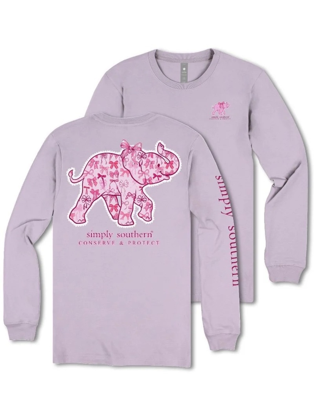 Simply Southern Track an Elephant Tee Bows Ribbons Tracker T-shirt Women’s XXL